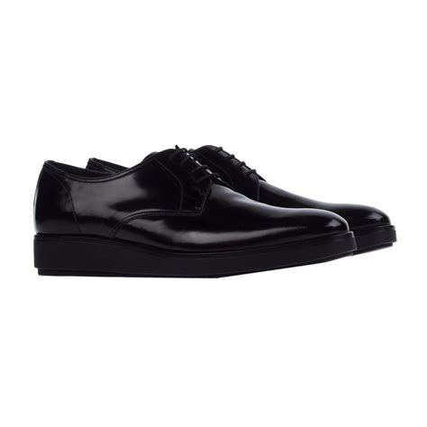 prada black derby shoes|Prada men's lace up shoes.